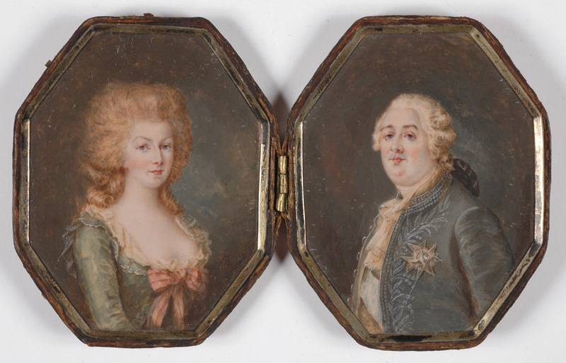 Louis XVI And Marie Antoinette, Miniatures - Signed Dumont